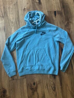 Nike Light Blue Pullover Hoodie with Black Logo